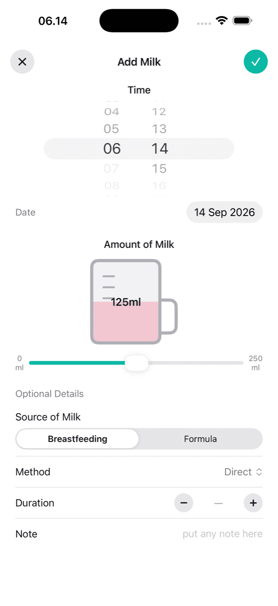 Adding a milk entry